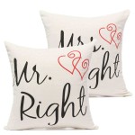 Mr Right and Mrs Always Right Double Heart Couple Valentine Cushions